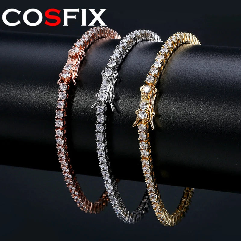 2-6.5mm Moissanite Tennis Chain 925 Silver Women Men