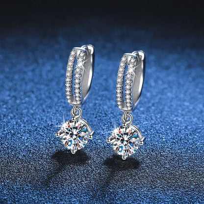 14K White Gold AU585 Platinum PT950 Earrings moissanite earrings classic four claw D color 1 carat earrings for women