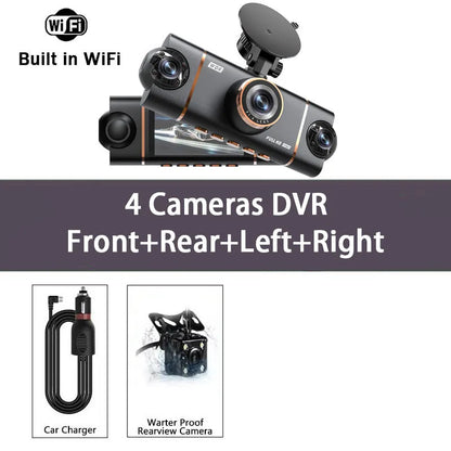 4 Cameras Dash Cam Car DVR WiFi HD 1080P Video Recorder 4 Channel Front Rear View Night Vision Black Box DVR For Vehicle Safety