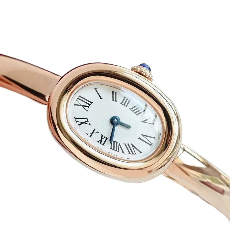 Luxury 17mm Women Ladies Quartz Watches Premium Brushed Silver Gold White Rome Stainless Steel Band Wristwatch Gifts