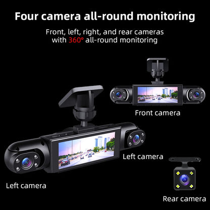 1080P Four-Channel DashCam Front Left Right Rear Car Camera Black Box Car DVR Video Recorder Night Vision 24H Parking