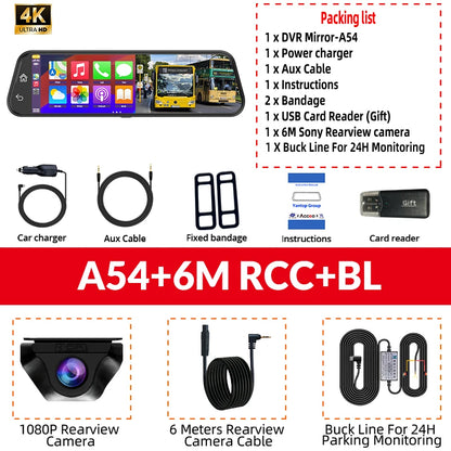 4K WiFi Car DVR Carplay Android Support GPS 24 Hours Parking Monitoring Dash Cam HD Night Vision Car Video Recorder